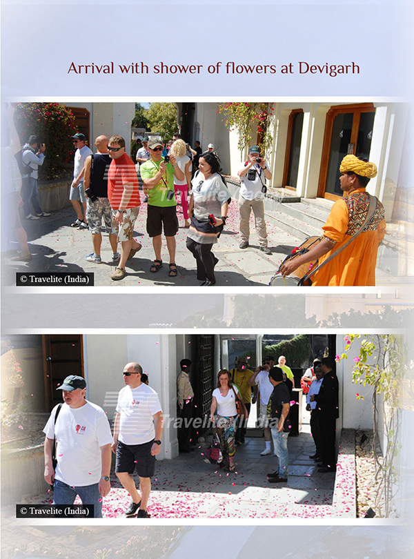 Arrival with shower of flowers at Devigarh,