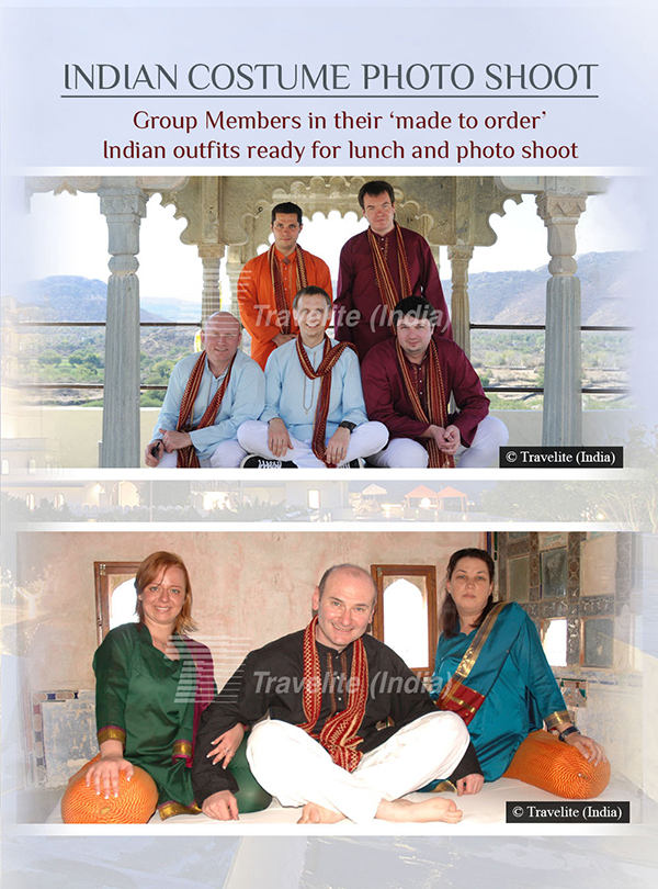 Group members in their 'made to order', Indian outfits ready for luch and photo shoot