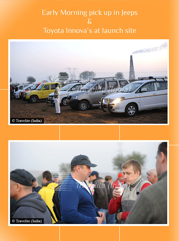 Early Morning pick up in Jeeps and Toyota Innova's at launch site