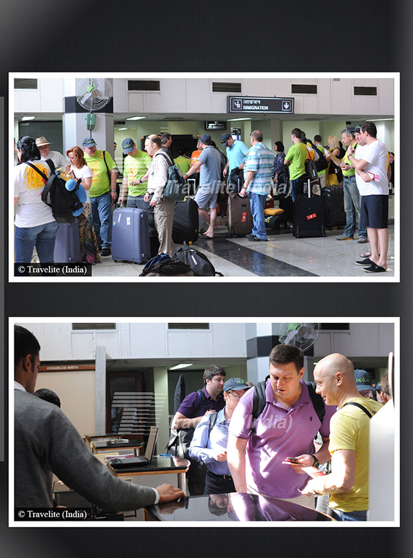 Group arrival at airport