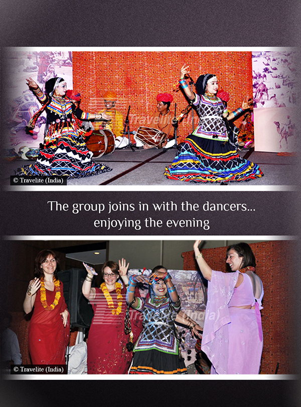 the group joins in with the dancers, Enjoying the evening